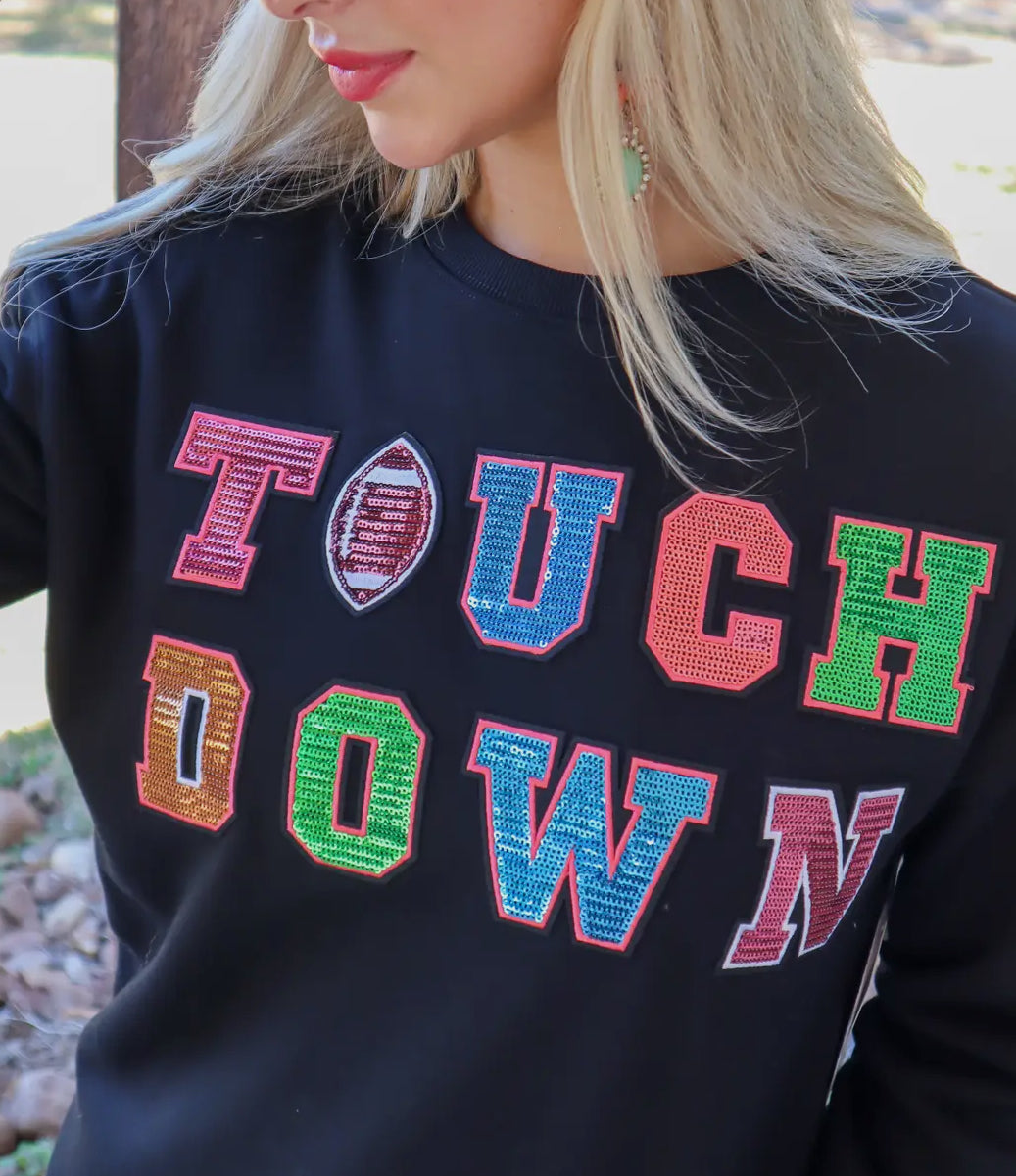 Touchdown Sequin Sweatshirt (Black)