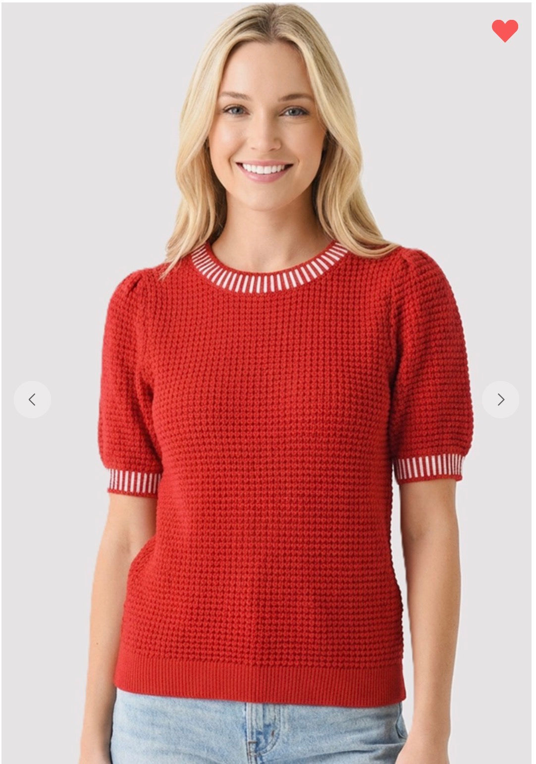 Red Puff 1/2 Sleeve Sweater