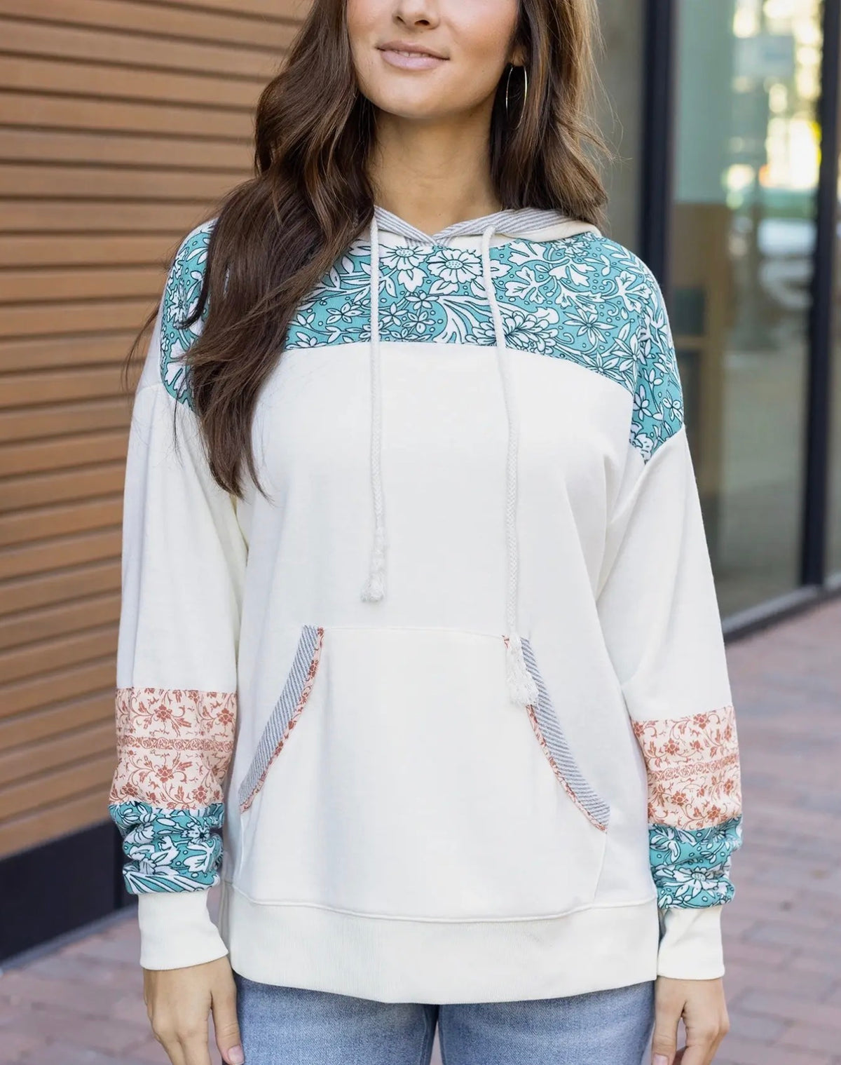 Cream Patchwork Hoodie