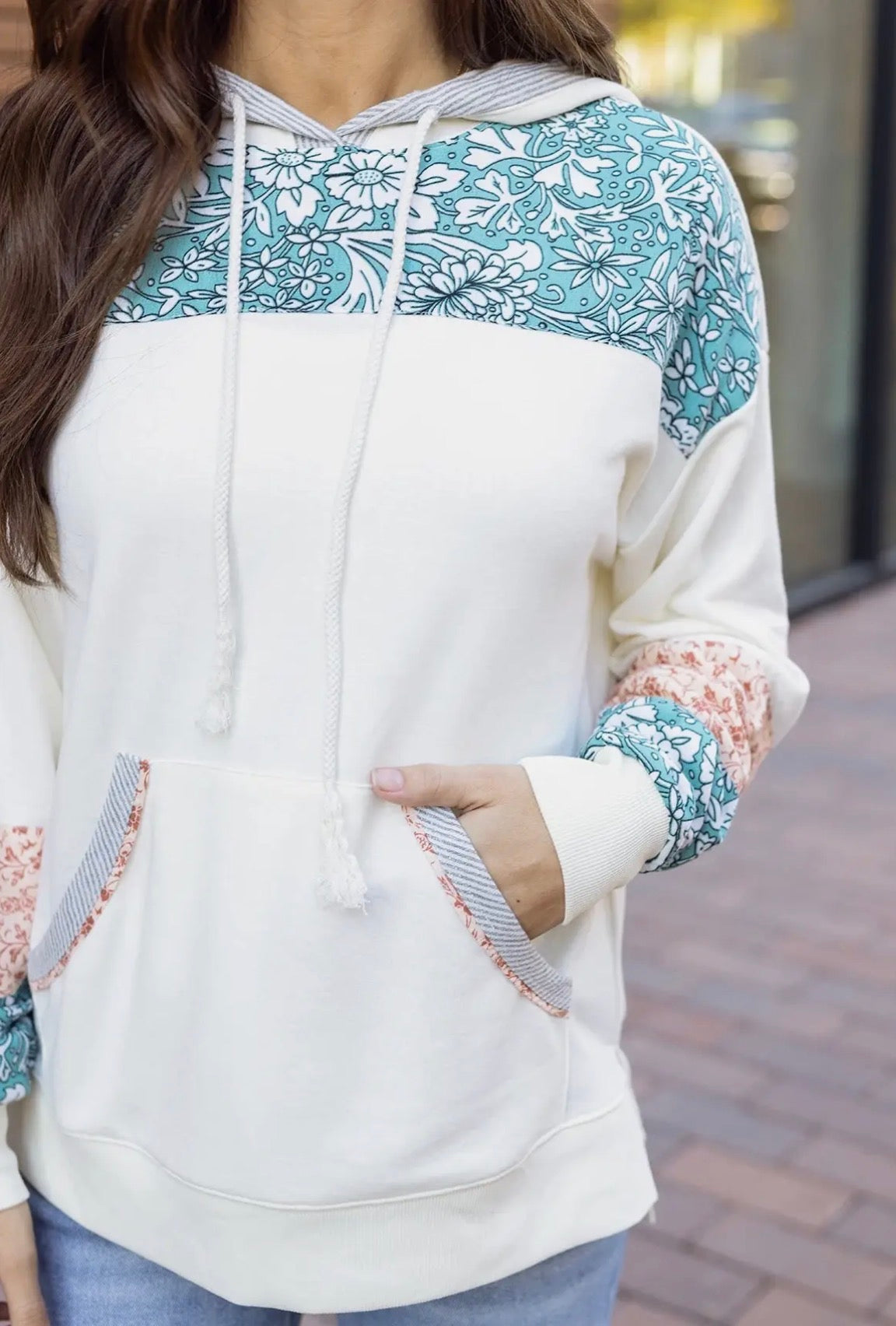 Cream Patchwork Hoodie