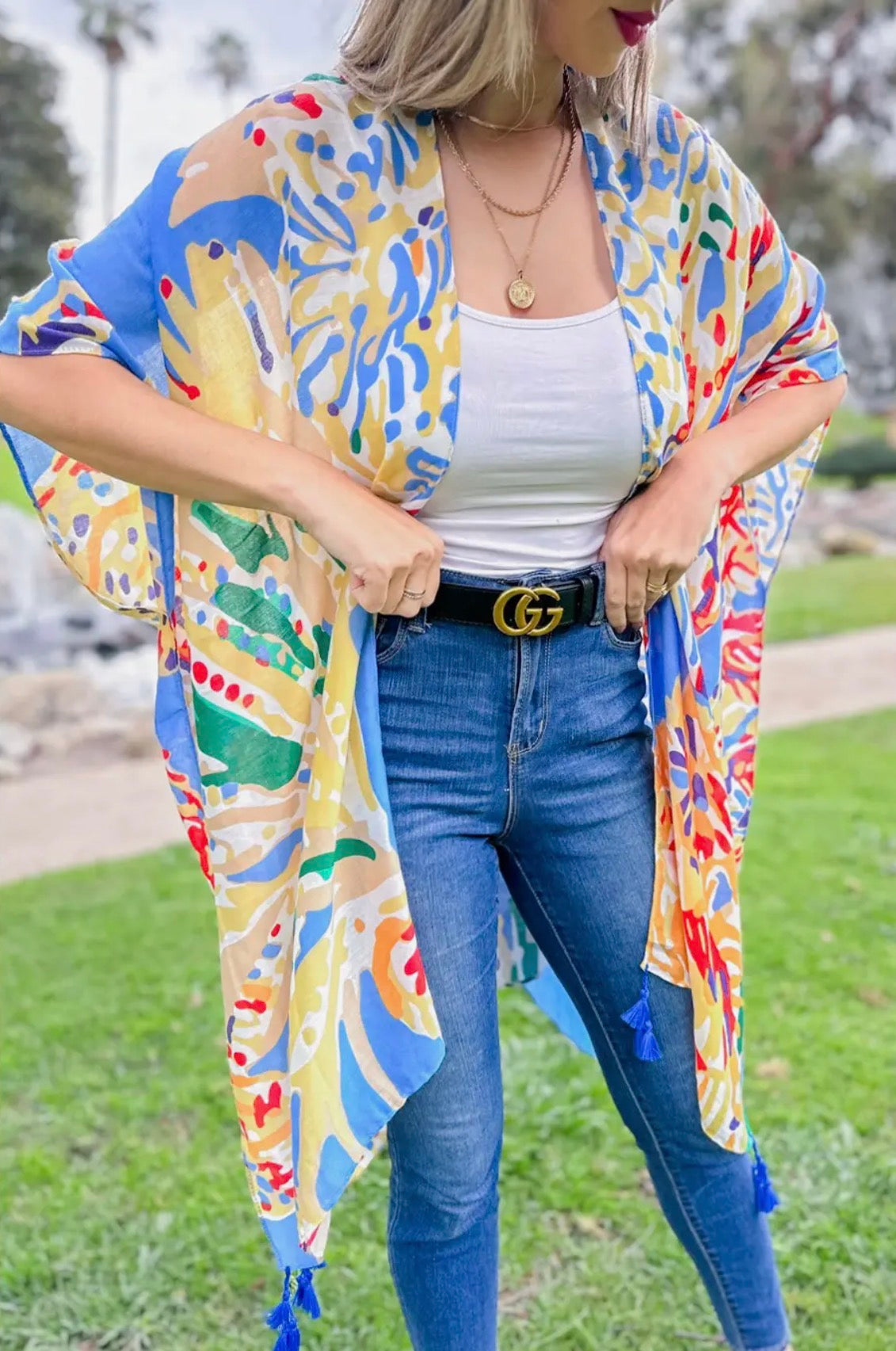 Blue Multi Kimono