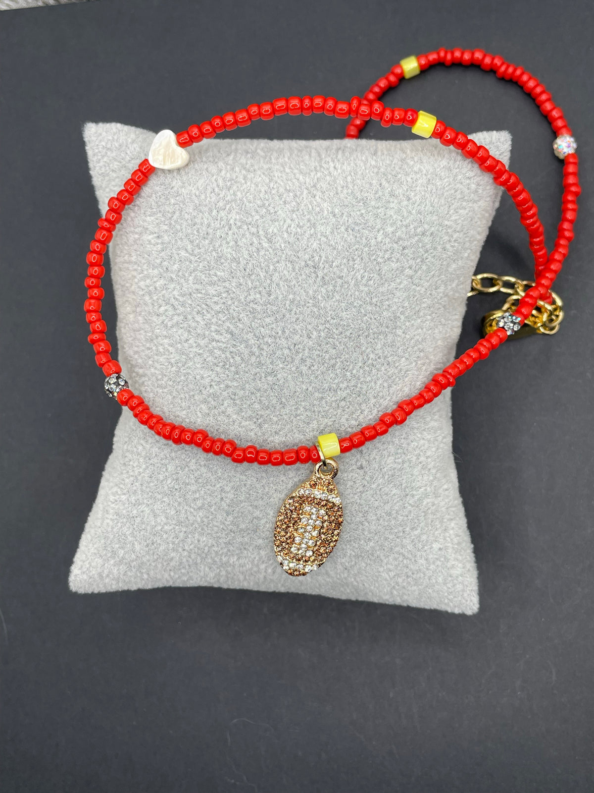 Red Football Charm Necklace