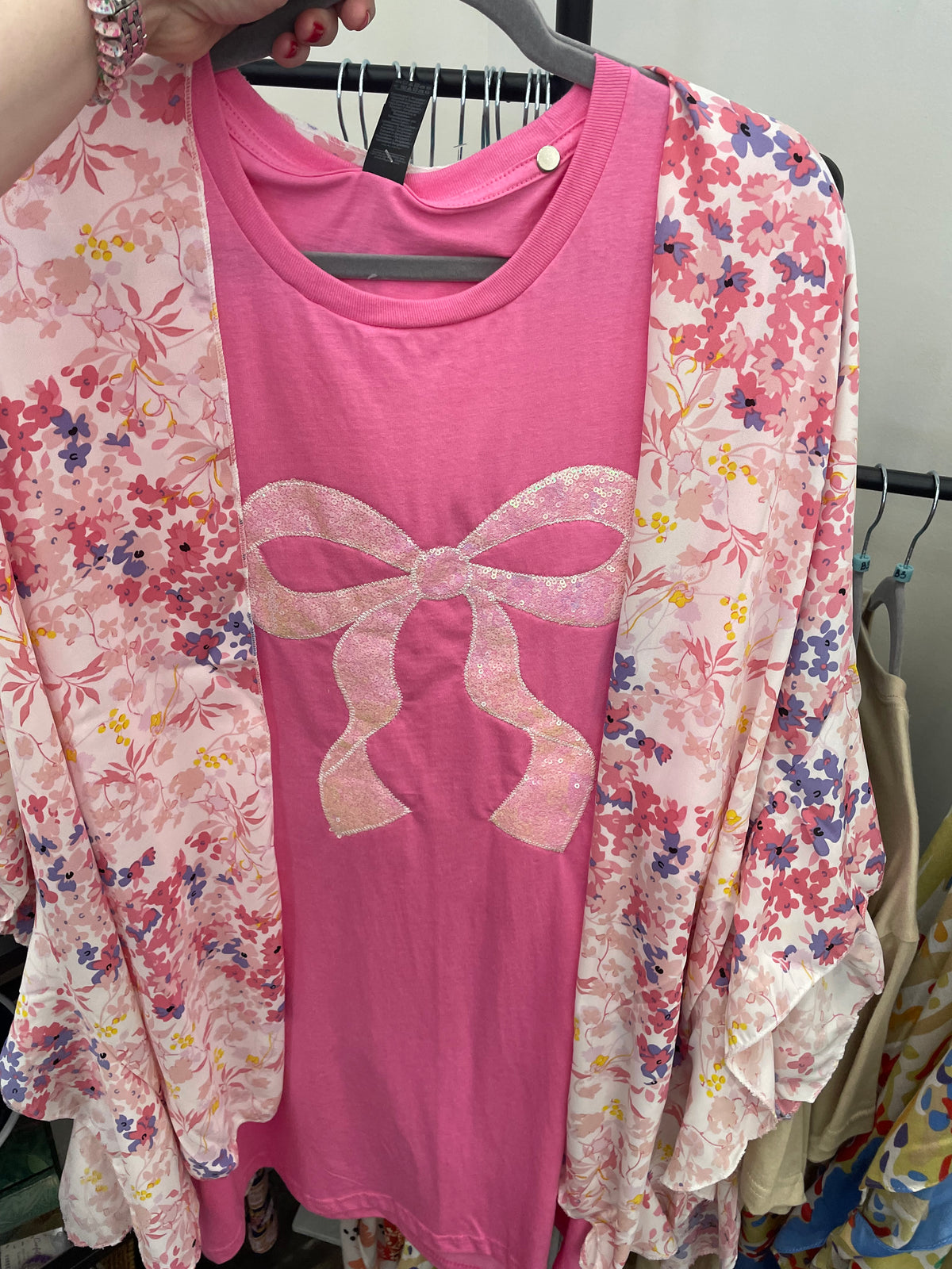 Pink Floral Ruffles Kimono
