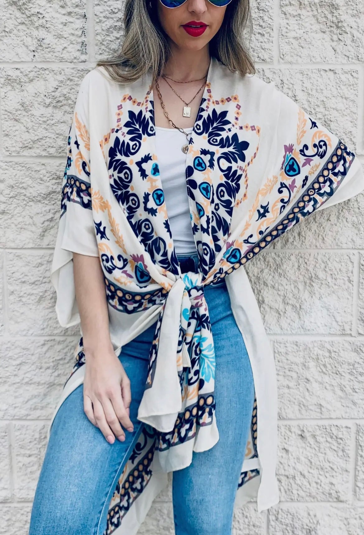 Cream Multi Kimono