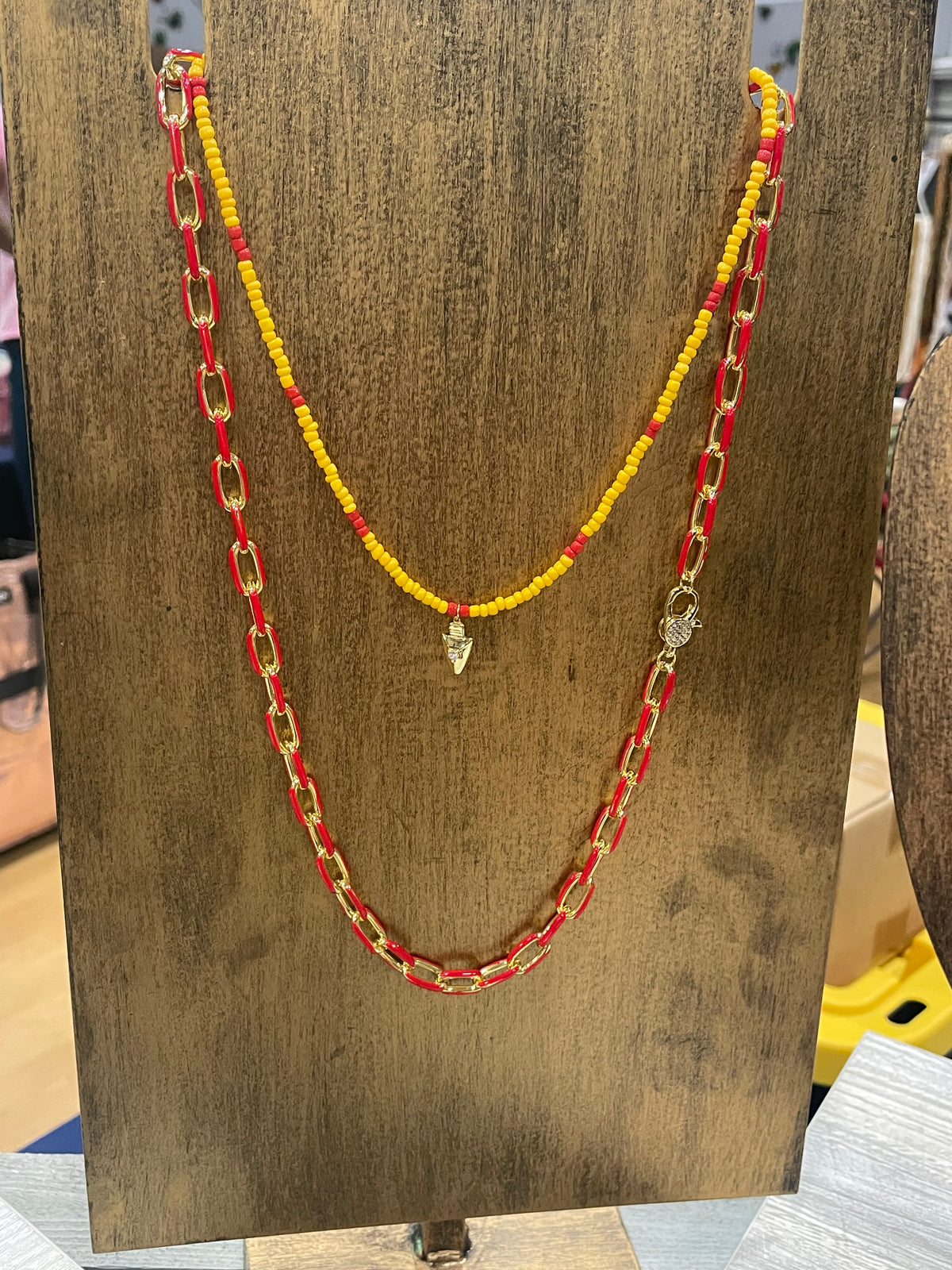 Red Enamel Necklace w/Sparkle Clasp